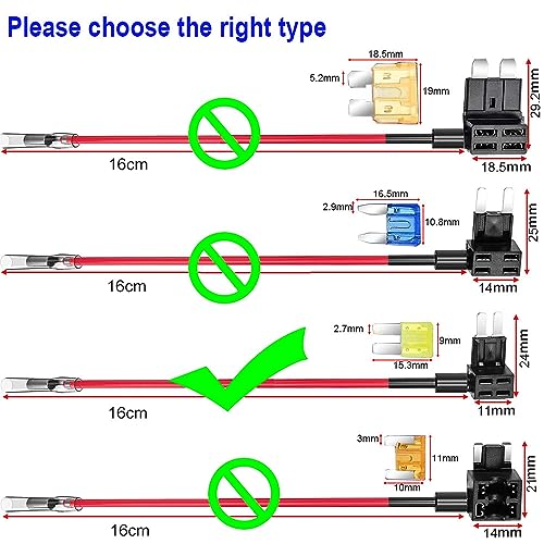 Gebildet 3 Pcs 12V-24V Add-a-Circuit Micro2 Fuse Tap, Piggy Back Blade Holder With Wire Harness, 4 Pcs Micro 2 Fuse (5A 10A 15A) and Puller - style: MICRO 2