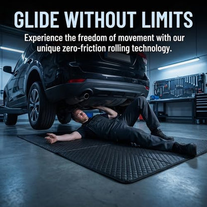 Mechanic Creeper Mat, 60 x 28 Inch Foldable Under Car Work Mat with Carry Bag, Low-Profile Design for Garage Repairs and Vehicle Maintenance