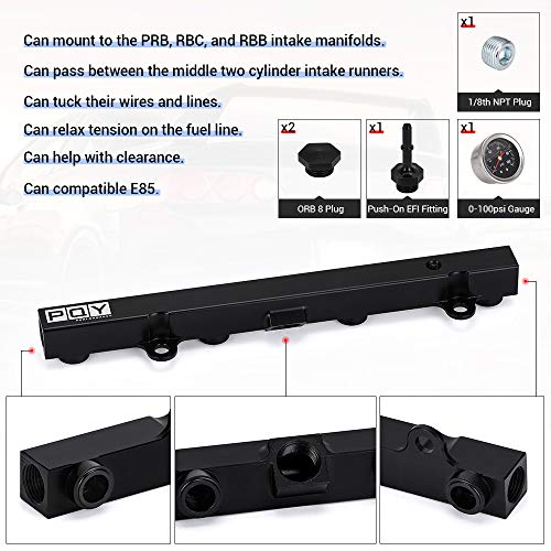 K Series Fuel Rail with Gauge kit Compatible with Honda Civic K20 K24