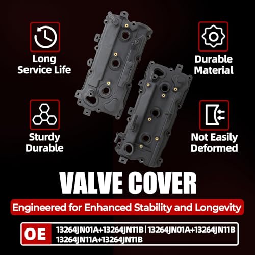 MITZONE Engine Valve Cover Kit Left & Right with Gasket & Bolts Compatible with 2009-2014 Nissan Murano Quest 3.5L Replace# 13264-JP01A 13264-JP01B