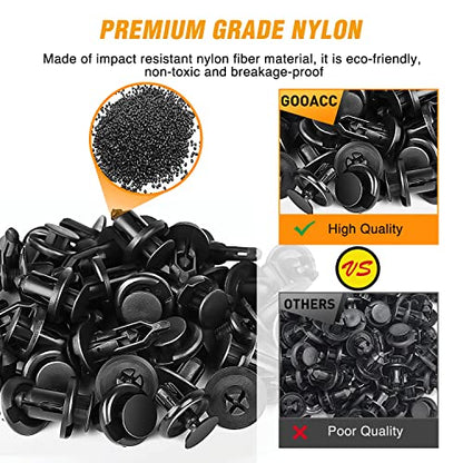 GOOACC 120PCS Car Bumper Push Retainer Clips & Nylon Fasteners Rivet Kit 6mm 7.6mm 8mm 8.8mm 10mm Door Trim Panel Clips , 1PC Fastener Remover, Black - color: 120 Clips + 1 Tool