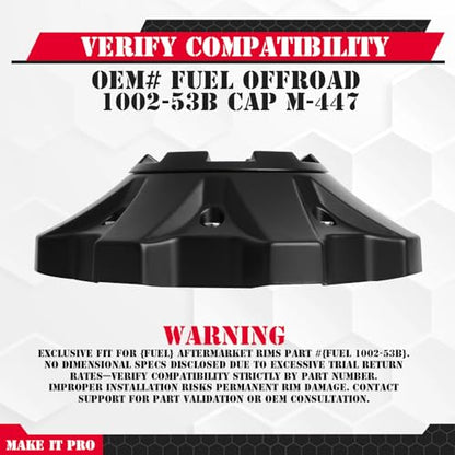KitsPro Center Cap for Fuel Offroad 1002-53B M-447 8-Lug Rim — Matte Black with American Flag, Pack of 1 - color: Matte Black with American Flag, size: Fuel Offroad 1002-53B M-447 8-Lug