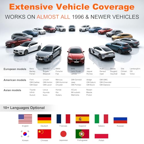 Car Code Reader OBD2 Scanner for Check Engine Light Oil Reset OBDII Scan Tool Diagnostic Tool Reset Fix Clear Fault Code Readers for Cars 1996+ - color: Black