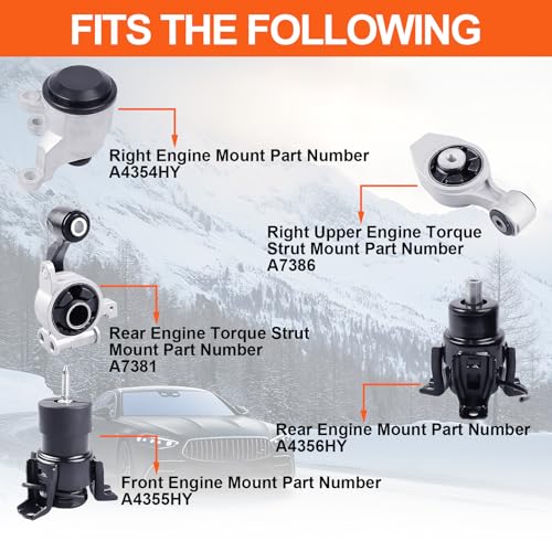 Engine Motor Mount Compatible with N-issan Altima 2013-2018 V6 3.5L ,Nissan Maxima 2015-2023 V6 3.5L,Nissan Pathfinder 2017-2021 V6 3.5L,Replacement for A4355HY A4354HY A4356HY A7386 A7381 - size: Maxima 15-23
