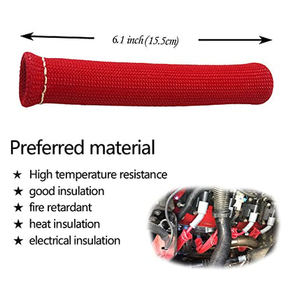 Spark Plug Wire Boots Thermal Protection Insulator Sleeve, 1200 Degree Heat shield Cover Wrap 6 inch for Car Truck 8PCS(red) - color: red