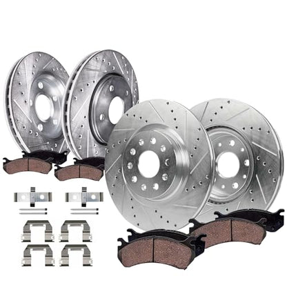 Detroit Axle - Drilled and Slotted Brake Kit for 2016-2017 Cadillac CT6 - size: 8PR53579/KIT