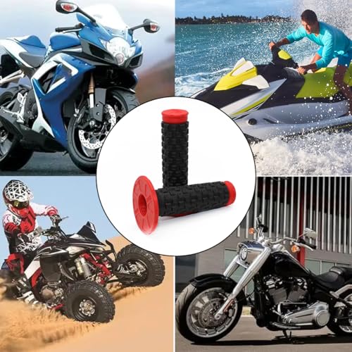 Bittwee 2PCS Motorcycle Hand Grip, 7/8'' 22mm 24mm Left Right Rubber Motorbike Pillow Thruster Grips, Anti-Slip Racing Handlebar Grips, Universal for Motocross Scooter Dirt Bike (Red/Black) - color: Red/Black