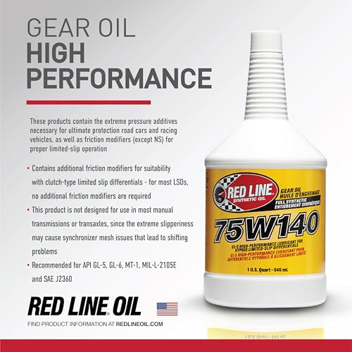Red Line 57915 75W140 GL-5 Synthetic Gear Oil for Hypoid Limited Slip Differentials - 1 Gallon (4 Pack)