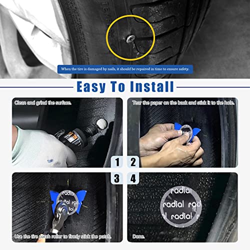 Glarks 25Pcs Tire Repair Tool Kit Including Tire Patch Roller, Tire Inner Liner Scraper and Round Natural Rubber Tire Puncture Practical Car Tire Repair Tool for Car Truck Bike
