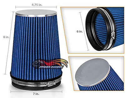Rtunes Racing 6-Inch 152mm Truck Dry Cone Air Filter, Blue, 8-Inch Tall - size: Truck 6"