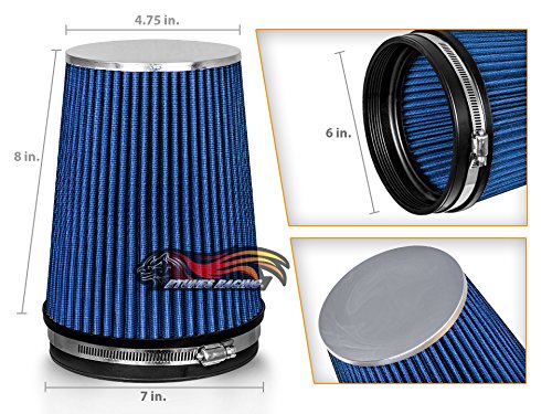 Rtunes Racing 6-Inch 152mm Truck Dry Cone Air Filter, Blue, 8-Inch Tall - size: Truck 6"