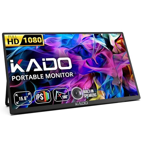 Kado 15.6-Inch 75Hz Portable Monitor, FHD 1080p USB-C mini-HDMI IPS Display - size: Kickstand