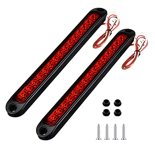 2 Pcs 10 Inch 15 LED Trailer Brake Tail Light Bar - color: Red Lens