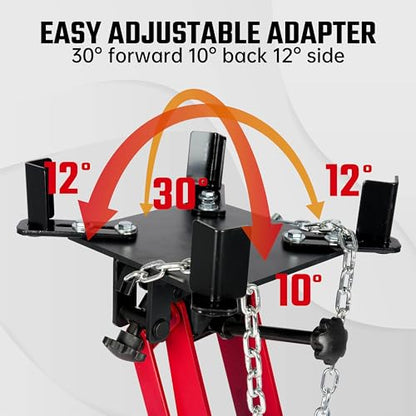 2000 lb Adjustable Hydraulic Transmission Jack – Low Profile Telescoping Floor Lift with 360° Swivel Casters, Heavy-Duty Steel Construction