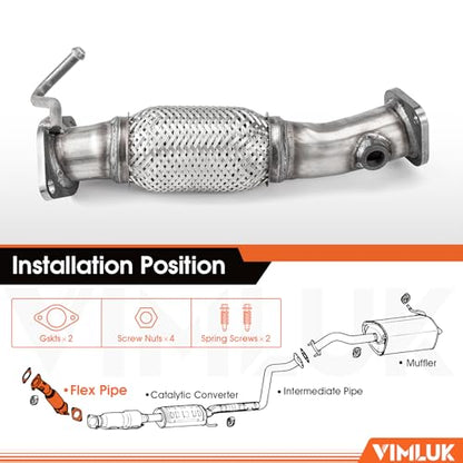 Exhaust Flex Pipe Direct Fit for 2011-2016 Hyundai Elantra 1.8L/GT/Coupe 2014-2016 Sport 2.0L Federal Emissions w/O2 Port OEM 286103X300(VK-52560) - size: 2011-2016 Hyundai Elantra / 2013 Elantra Coupe/GT