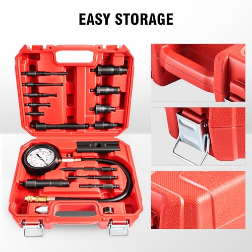 DNA Motoring TU-15B Diesel Engine Compression Gauge Tester with Gauge & Adapters, Cylinder Pressure Meter Teste Tool Kit for Trucks Cars, TOOLS-00336 - style: TU-15A Cylinder Pressure Teste