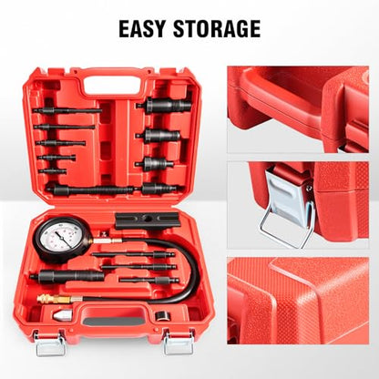 DNA Motoring TU-15B Diesel Engine Compression Gauge Tester with Gauge & Adapters, Cylinder Pressure Meter Teste Tool Kit for Trucks Cars, TOOLS-00336 - style: TU-15A Cylinder Pressure Teste