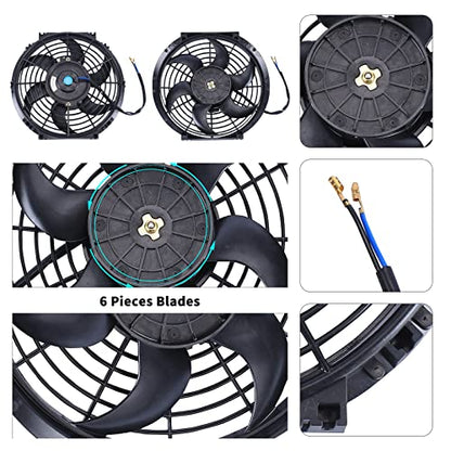 10'' Inch Slim Fan Push Pull Electric Radiator Cooling Fan Black - color: Black, size: 10 Inch-2 Pieces