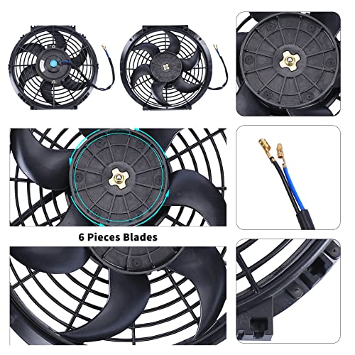 10'' Inch Slim Fan Push Pull Electric Radiator Cooling Fan Black - color: Black, size: 10 Inch-2 Pieces