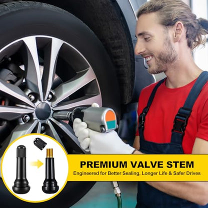 Tallew 150 Pcs Tire Valve Stems Bulk Tubeless Rubber Snap in Valves Stems Black Replacement Tool for Car Tubeless 0.453 Inch Rim Holes Standard Vehicle Tires (Tr412-50pcs,Tr413-50pcs,Tr414-50pcs) - style: TR412, TR413, TR414