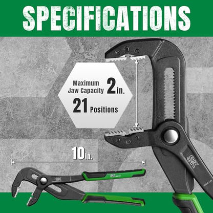 SK 10'' Water Pump Pliers, Self-adjusting Jaw Groove Joint Pliers - size: 10" Groove Joint Pliers