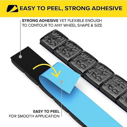 StanceMagic 0.5oz 1/2oz Black Adhesive Stick On Wheel Weights, 384 Pieces - color: Black, size: 12 lbs (192oz)