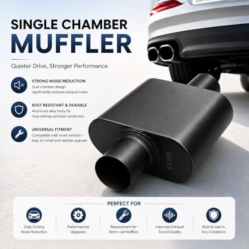 2.5" In/Out Aluminized Steel 1-Chamber Universal Exhaust Muffler 2pc - color: black, size: 2.5 inch