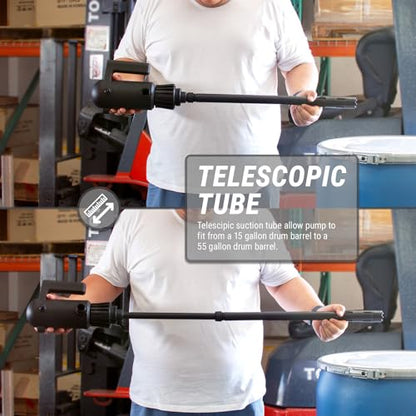 TERA PUMP Telescopic Chemical Plug-in Electric Barrel Pump - color: Black