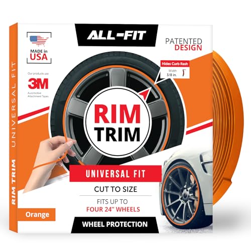 All-Fit Automotive Rim Trim – Fits Up to 4 24" Wheels (3/8″ Width - Orange) - color: Orange