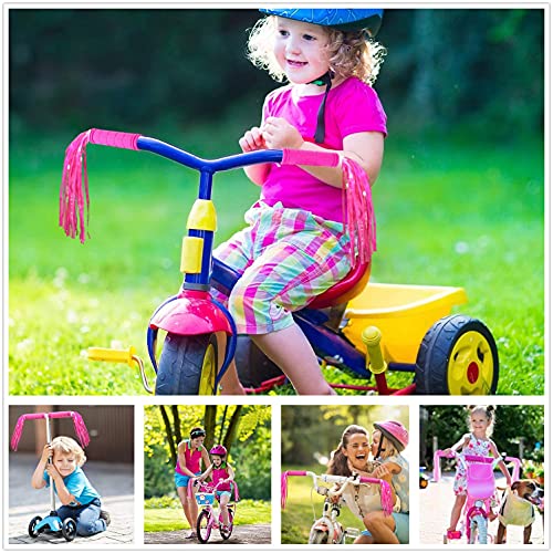 Bike Handlebar Grips with Tassel for Girls Boys and Kids - color: Pink & Streamers