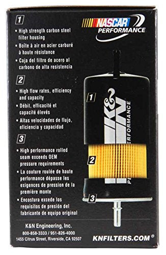 K&N Gasoline Fuel Filter: High Performance Fuel Filter, Premium Engine Protection, Compatible with 1982-2013 GM Truck/Passenger Car Fuel Injected Gasoline Engines, PF-1000