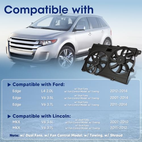 Engine Cooling Radiator Fan Assembly Fit for Ford Edge 2007-2014, Fit for Lincoln MKX 2007-2012, Reference Number 622030, 9T4Z8C607A - size: 622030, 9T4Z8C607A