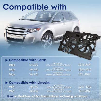 Engine Cooling Radiator Fan Assembly Fit for Ford Edge 2007-2014, Fit for Lincoln MKX 2007-2012, Reference Number 622030, 9T4Z8C607A - size: 622030, 9T4Z8C607A