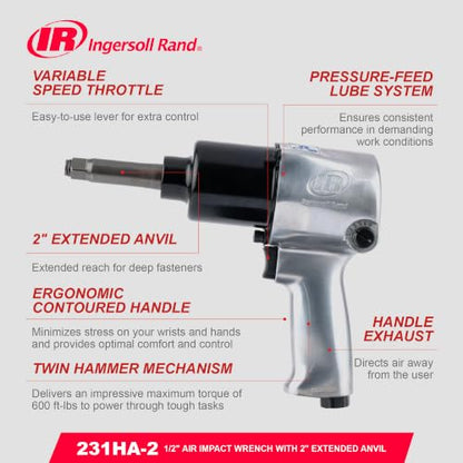 Ingersoll Rand 231HA-2 1/2"-Drive Air Impact Wrench - size: 1/2" Impact - Extended Anvil