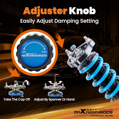 maXpeedingrods Coilover for Honda Civic 2006-2011, for Acura CSX 2006-2011, 24 Levels Adjustable Damper Coilover Suspension Kit, Height Adjustable Shock Absorber Struts, Lowering Kit, Blue - size: 2006-2011