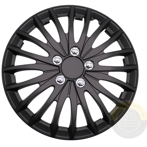 Akcsport Premium Hubcaps Wheel Covers for Toyota Nissan Kia Volkswagon 15 inch to 17 inch (Shadow Black, 15 Inch) - size: 15 Inch, style: Shadow Black