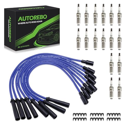 Set of 8PCS Ignition Spark Plug Wires 671-8173 & 16 Iridium Spark Plugs Compatible with Ford F150 F250 F350 Super Duty V8 6.2L, 2010 2011 2012 2013 2014 2015# CC3Z-12286-A CC3Z12286D WR-6138 - size: 671-8173