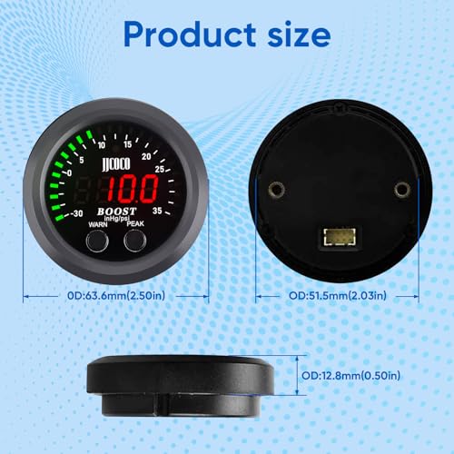 Universal Turbo Boost/Vacuum Gauge Kit Red LED Light 2-1/16" - color: Turbo Boost/Vacuum Gauge