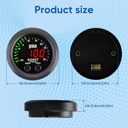 Universal Turbo Boost/Vacuum Gauge Kit Red LED Light 2-1/16" - color: Turbo Boost/Vacuum Gauge