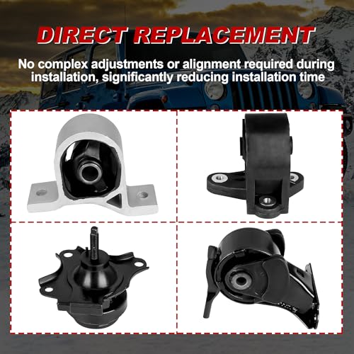 Engine Motor Mount Kit and Transmission Mount A6502 A6520 A6556 A6506 A6526 Compatible for Honda Civic 1.6L Auto Trans 1996-2000 (Set of 5)