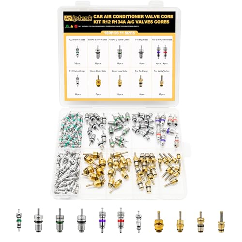 Siptenk 160PCS Car A/C Valve Cores, A/C R12 R134a Schrader Valve Kit - color: 160PCS Car Air Conditioner Valve Cores