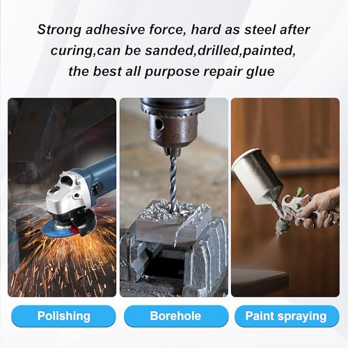 Metal Epoxy Glue Heavy Duty Waterproof, Liquid Welding Adhesive, Automotive Body Filler & Exhaust Repair Kit, Bonds Metals, Plastics, Stainless Steel, Iron, Aluminum, 1.76 oz