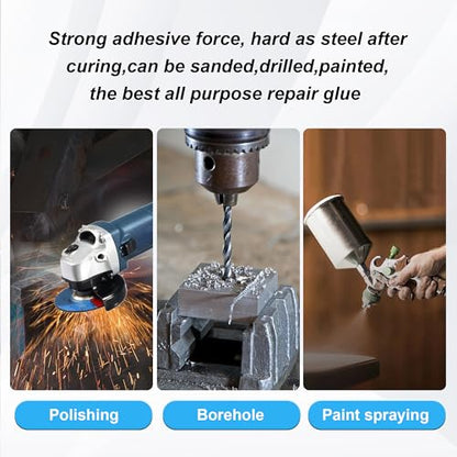 Metal Epoxy Glue Heavy Duty Waterproof, Liquid Welding Adhesive, Automotive Body Filler & Exhaust Repair Kit, Bonds Metals, Plastics, Stainless Steel, Iron, Aluminum, 1.76 oz