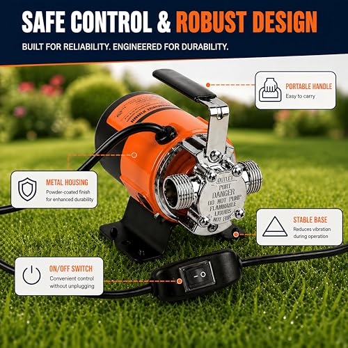 115V Water Transfer Pump, 330 GPH Electric Pump with On/Off Switch - style: 115V – With Switch