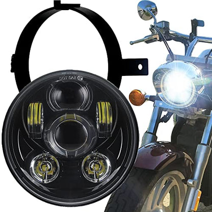 Eagle Lights 5.75 inch LED Motorcycle Headlight Kit for Honda VTX with Bracket and Hardware - Plug and Play (Black Generation III) fits 2002-2008 VTX 1800, VTX 1300 - color: Black Generation III