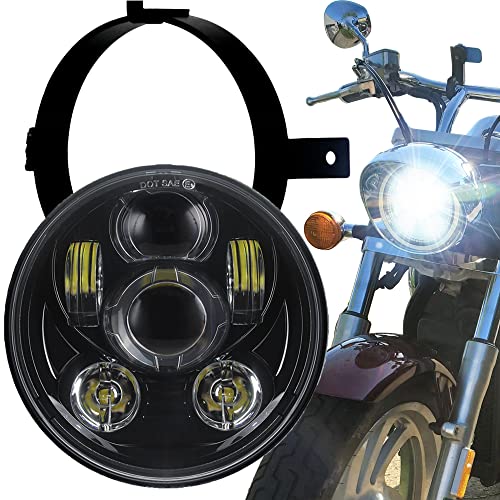 Eagle Lights 5.75 inch LED Motorcycle Headlight Kit for Honda VTX with Bracket and Hardware - Plug and Play (Black Generation III) fits 2002-2008 VTX 1800, VTX 1300 - color: Black Generation III