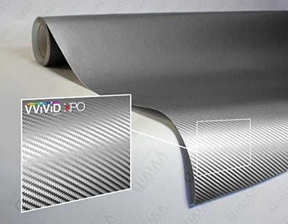 VViViD Dry Carbon Fibre Detailing Vinyl Wrap Tape 2" x 20ft DIY Roll (Silver) - color: Carbon Fiber Silver