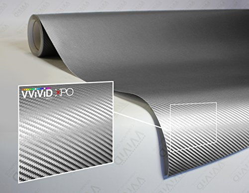 VViViD Dry Carbon Fibre Detailing Vinyl Wrap Tape 2" x 20ft DIY Roll (Silver) - color: Carbon Fiber Silver