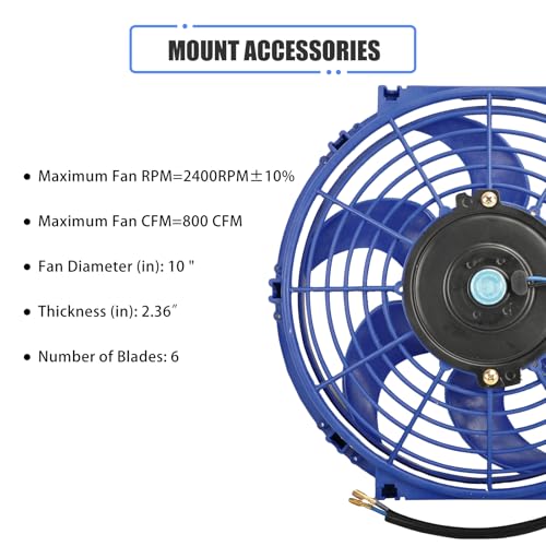 10" Electric Radiator Cooling Fan Assembly Kit 12V 80W，Blue, 2 PCS - size: 10” -2PCS, style: Blue