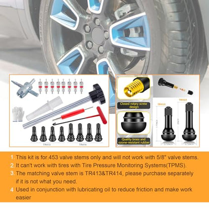 Richcat 51025 Quick Tire Valve Change Tool for Cars,Tire Valve Stem Core Quickly Replacement Tool Kit,Perfect Tool for Replacing Leaky Valves in Cars,ATVs,Trucks, etc.with TR413/TR414 - size: Set A